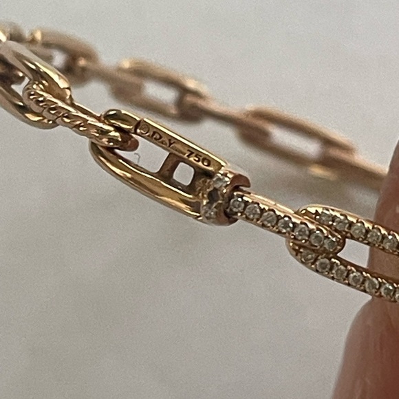 David Yurman 18k 4mm Rose Gold & Diamond Stax Collection bracelet - Picture 7 of 10